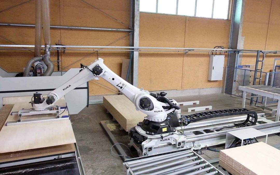 Roboter auf Achse in der Holzindustrie