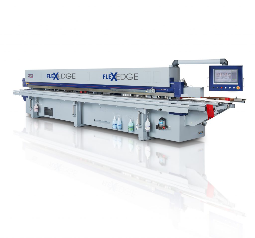  Die FlexEdge ist mit ihren sieben Metern Maschinenlänge ein wahres Kraftpaket für das Bearbeiten von Massivholz-Kanten bis 15mm.